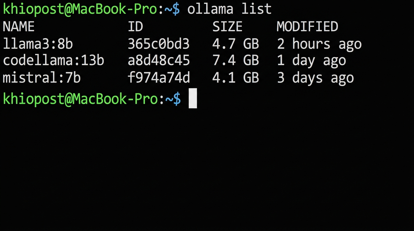 Ollama — 설정 및 실행 결과 화면